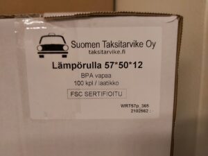 Semel kirjoittimet lämpörulla 57* 50 * 12  - 100 rullaa (10*10 rullan muovipuristetta) laatikossa
